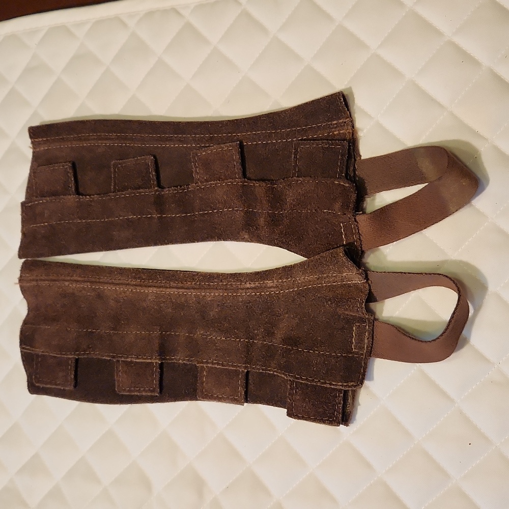 Kids Brown Suede Stirrup Gaiters